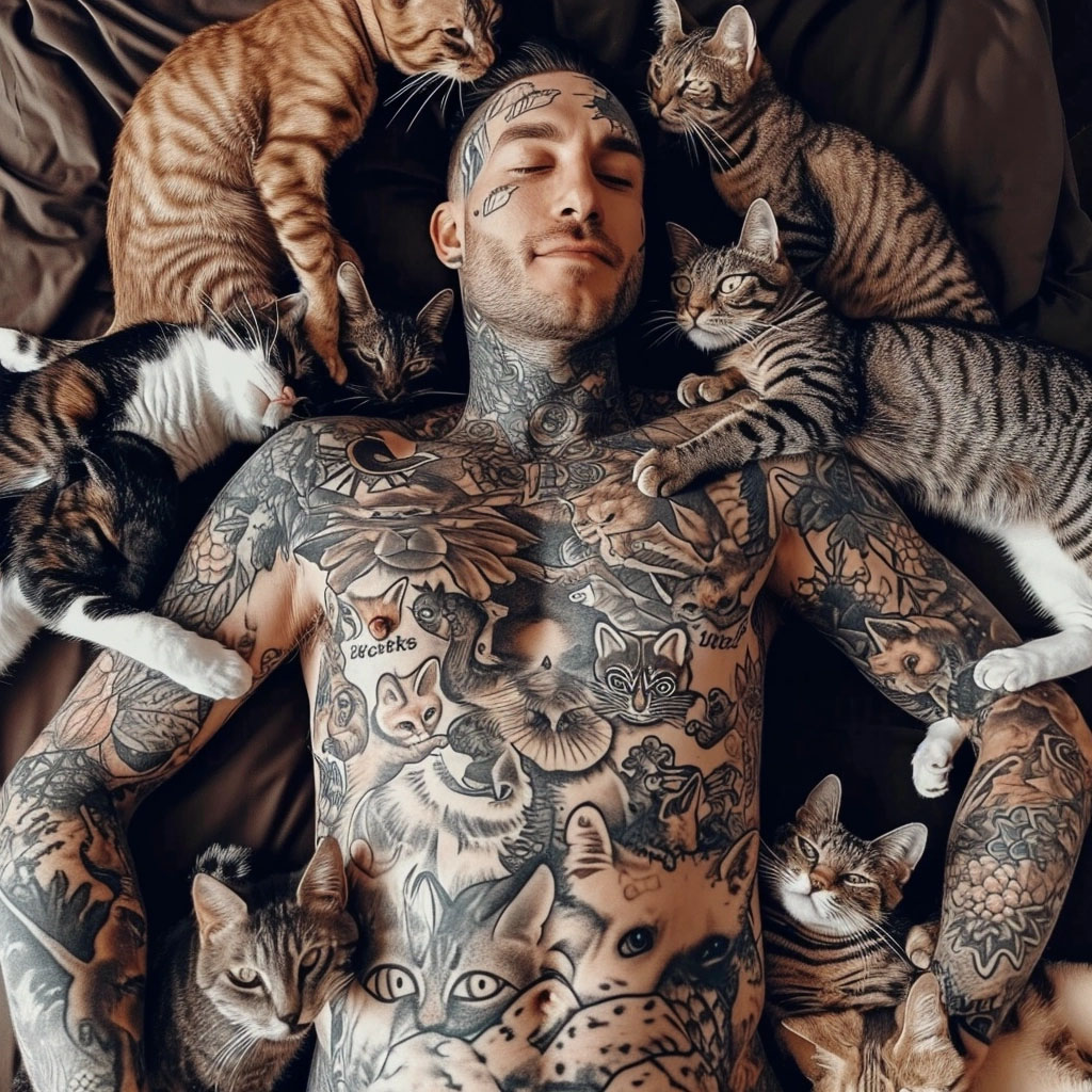 Ink, Skin, and Whiskers: The Ultimate Bachelor Pad.