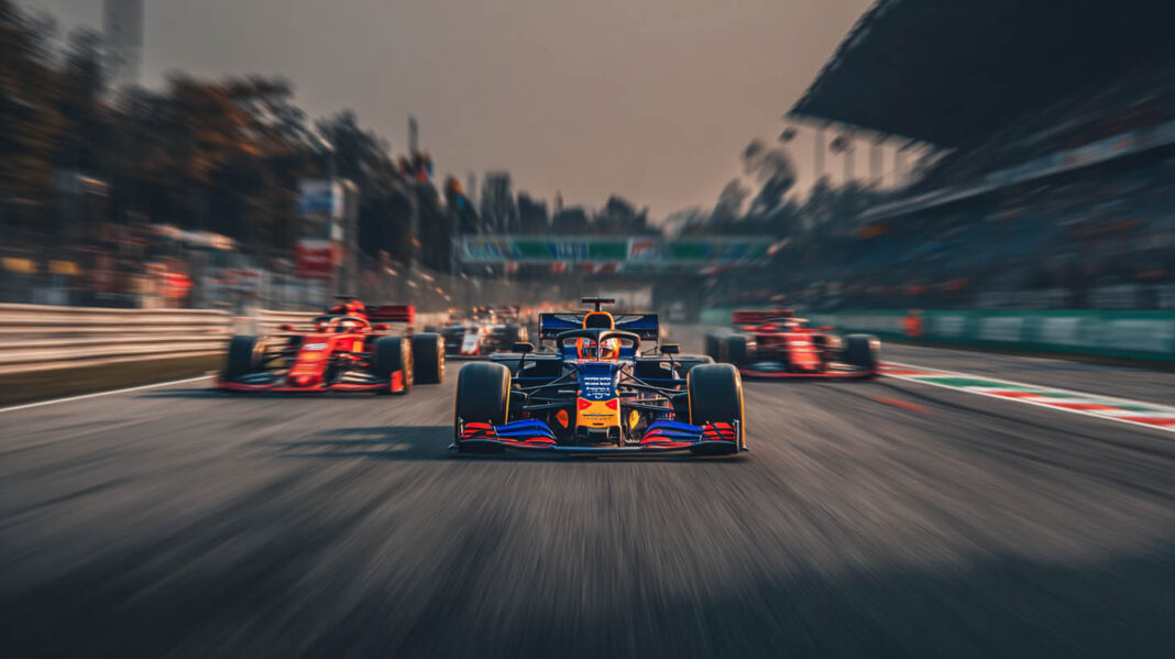 pepsi-f1 a Pepsi F1 race car with Pespi ads in the background.