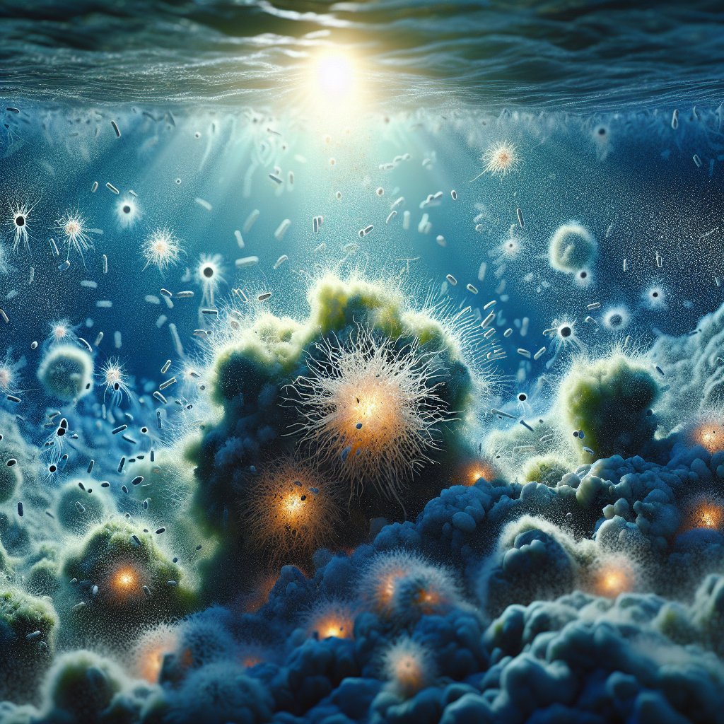 Image for: chatgpt_image_6eab3815.jpg Illustration of Glowing Sugars: How Microbes Feast on Ocean Carbon