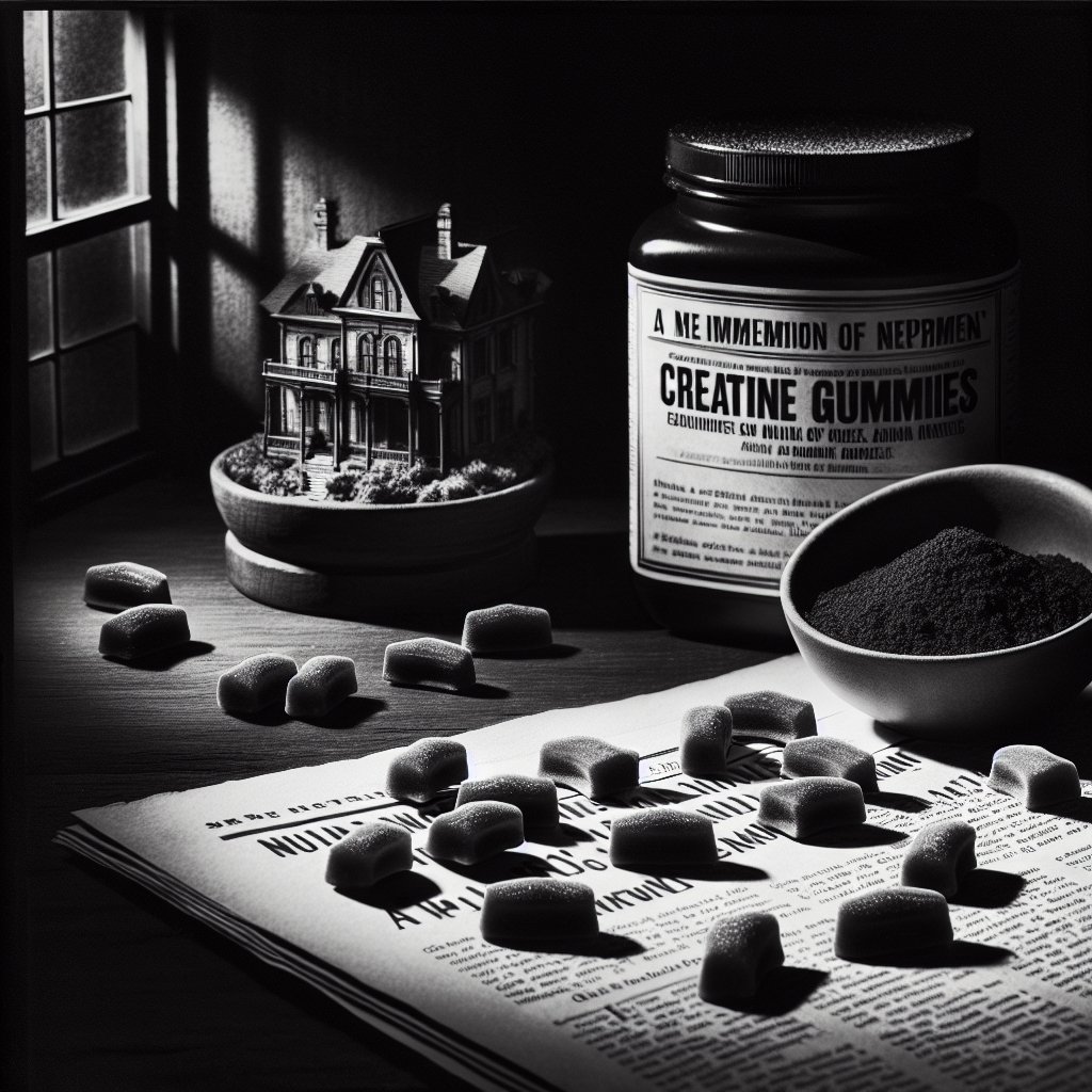 Image for: chatgpt_image_ad70dcc5.jpg Man in a lab inspecting creatine gummies with scientific equipment.