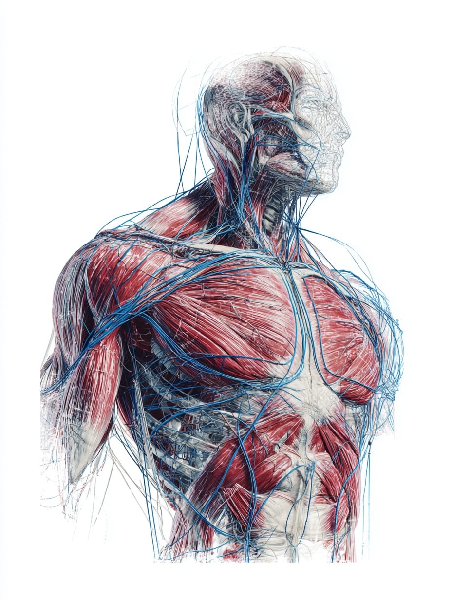 Testosterone effects on muscle and bone tissue anatomical illustration