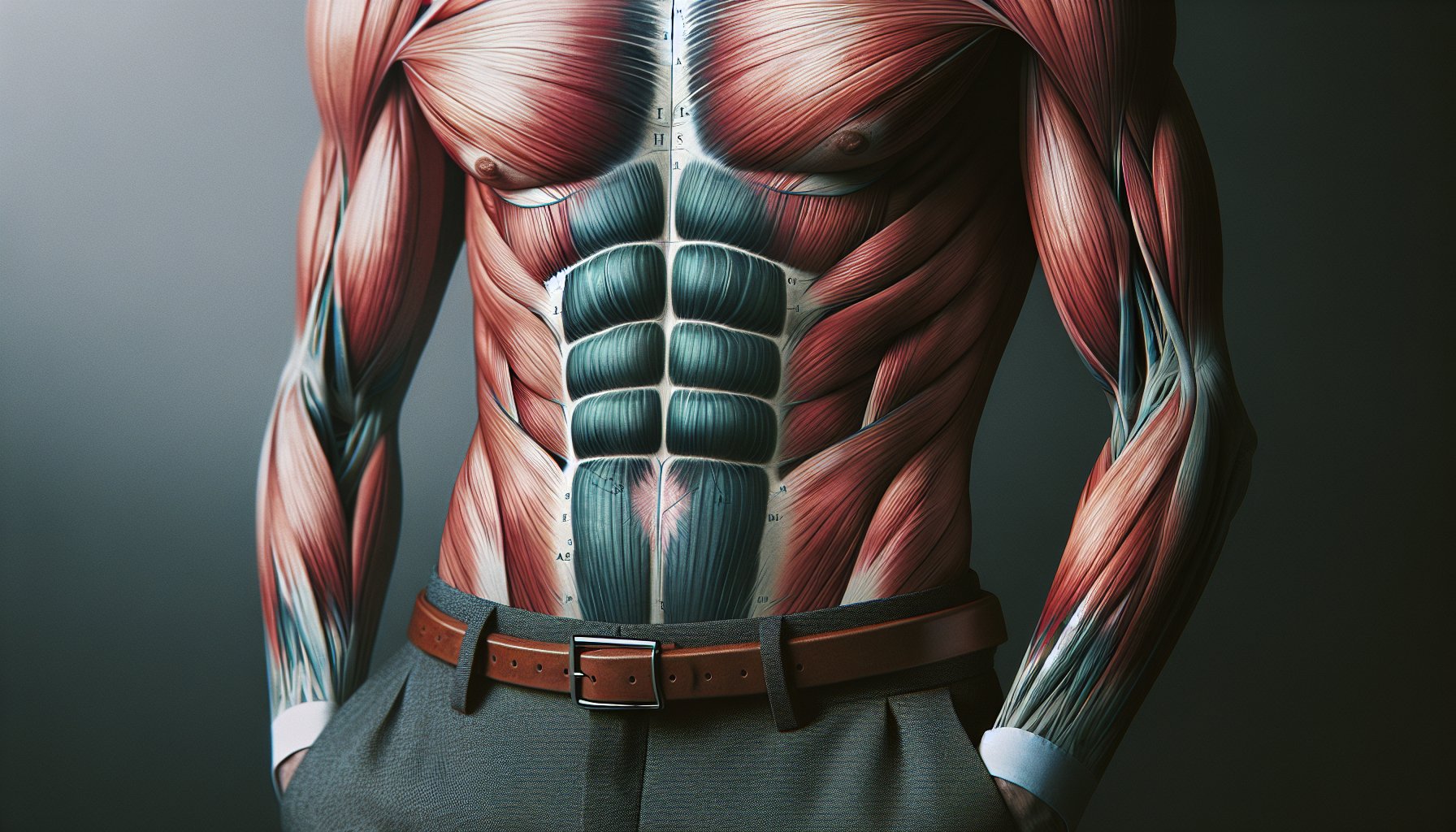 Anatomical diagram of rectus abdominis genetics and uneven abs