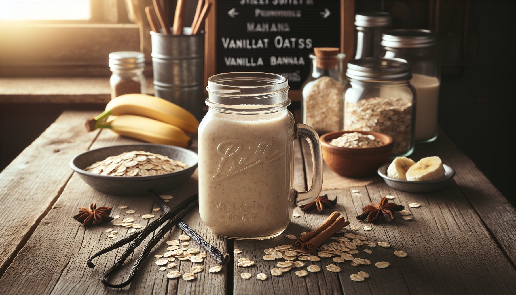 Vanilla oat supreme bulking smoothie with whole grain ingredients