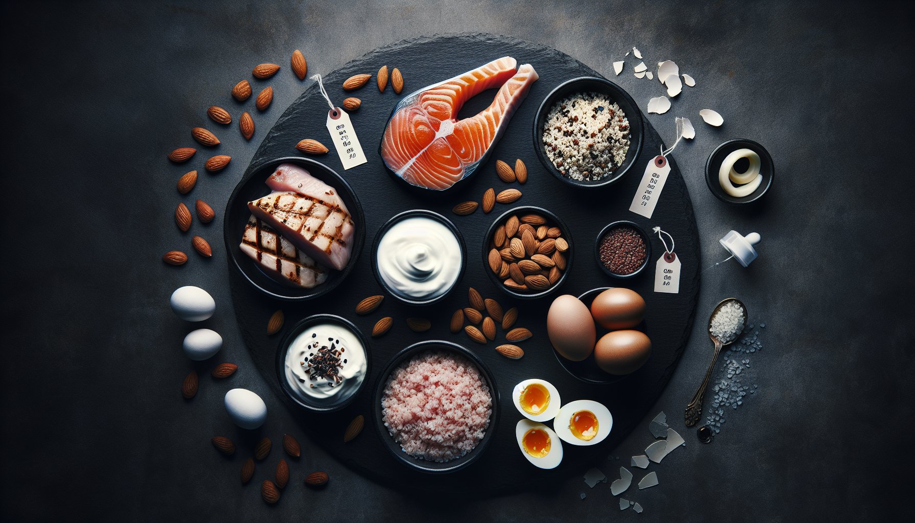 High protein foods for men's weight loss diet plan showing various protein sources
