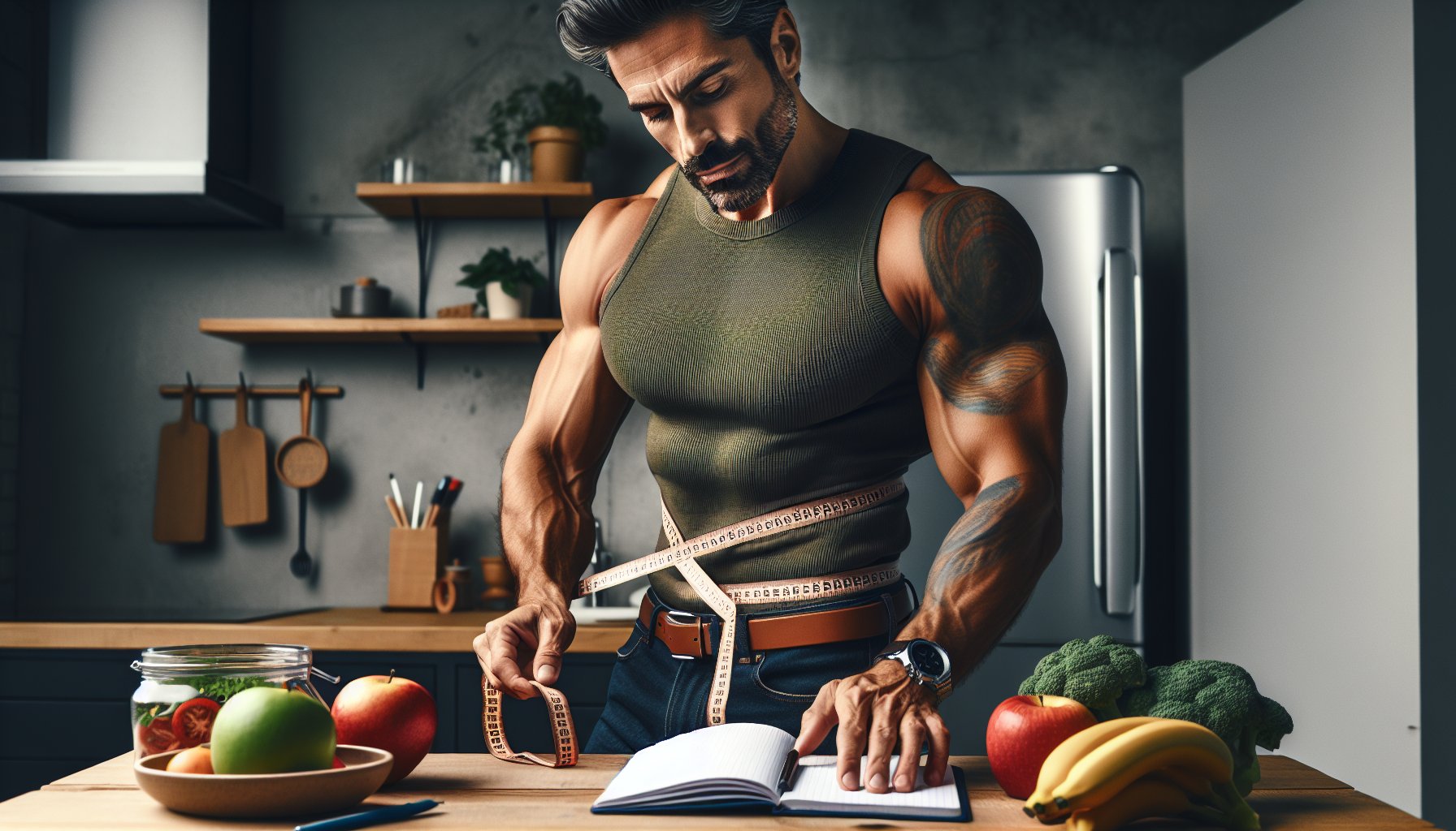 Man measuring waist-to-hip ratio for health