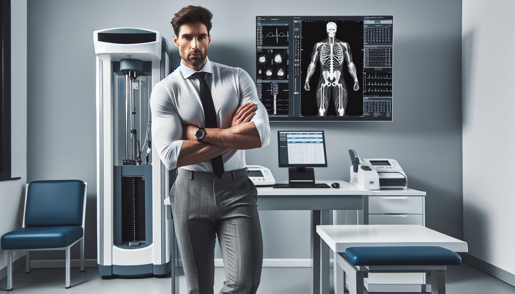 DEXA scan machine for accurate body fat measurement in men