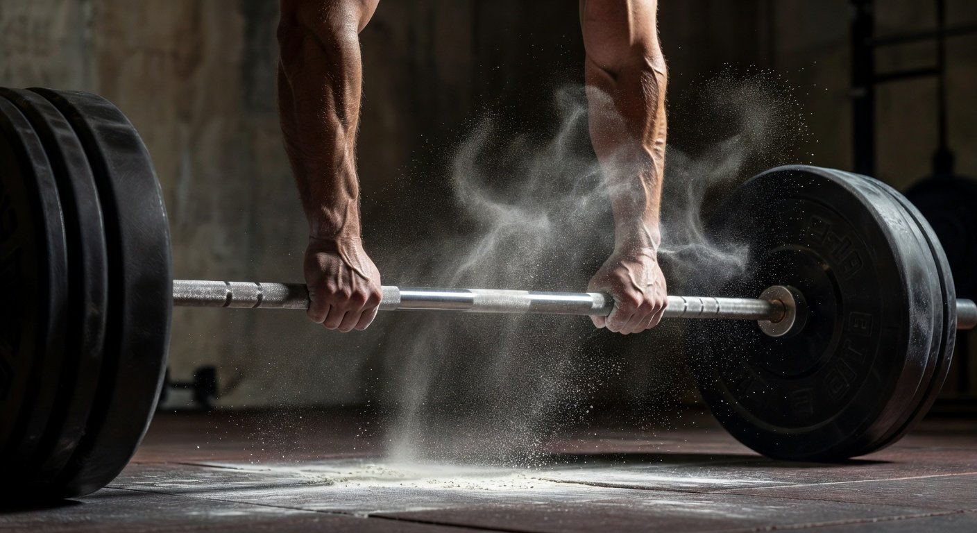 Heavy barbell setup for low-rep strength training without hypertrophy