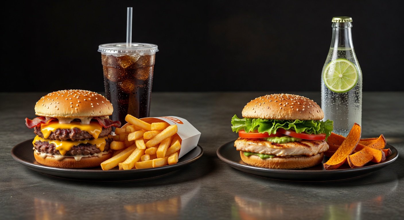 Healthier fast food modifications showing calorie reduction strategies
