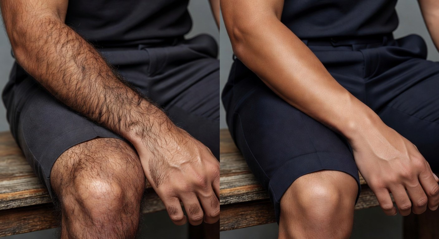 Comparison of natural versus over-groomed male arm and leg hair preferences