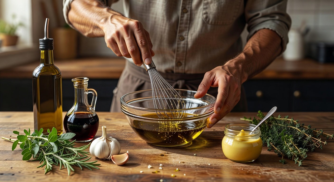 Step-by-step preparation of homemade Mediterranean salad dressing