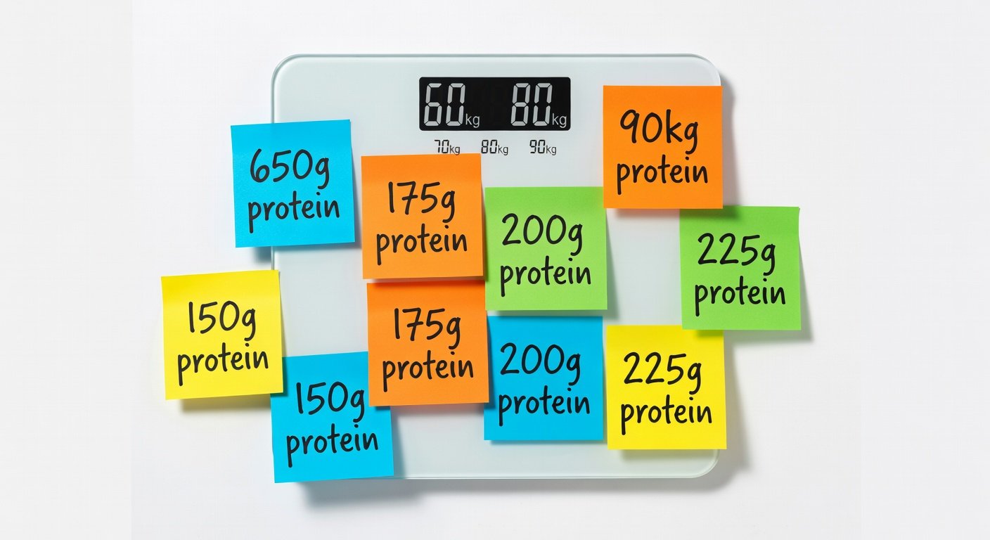 Protein to build muscle calculator showing daily requirements by body weight