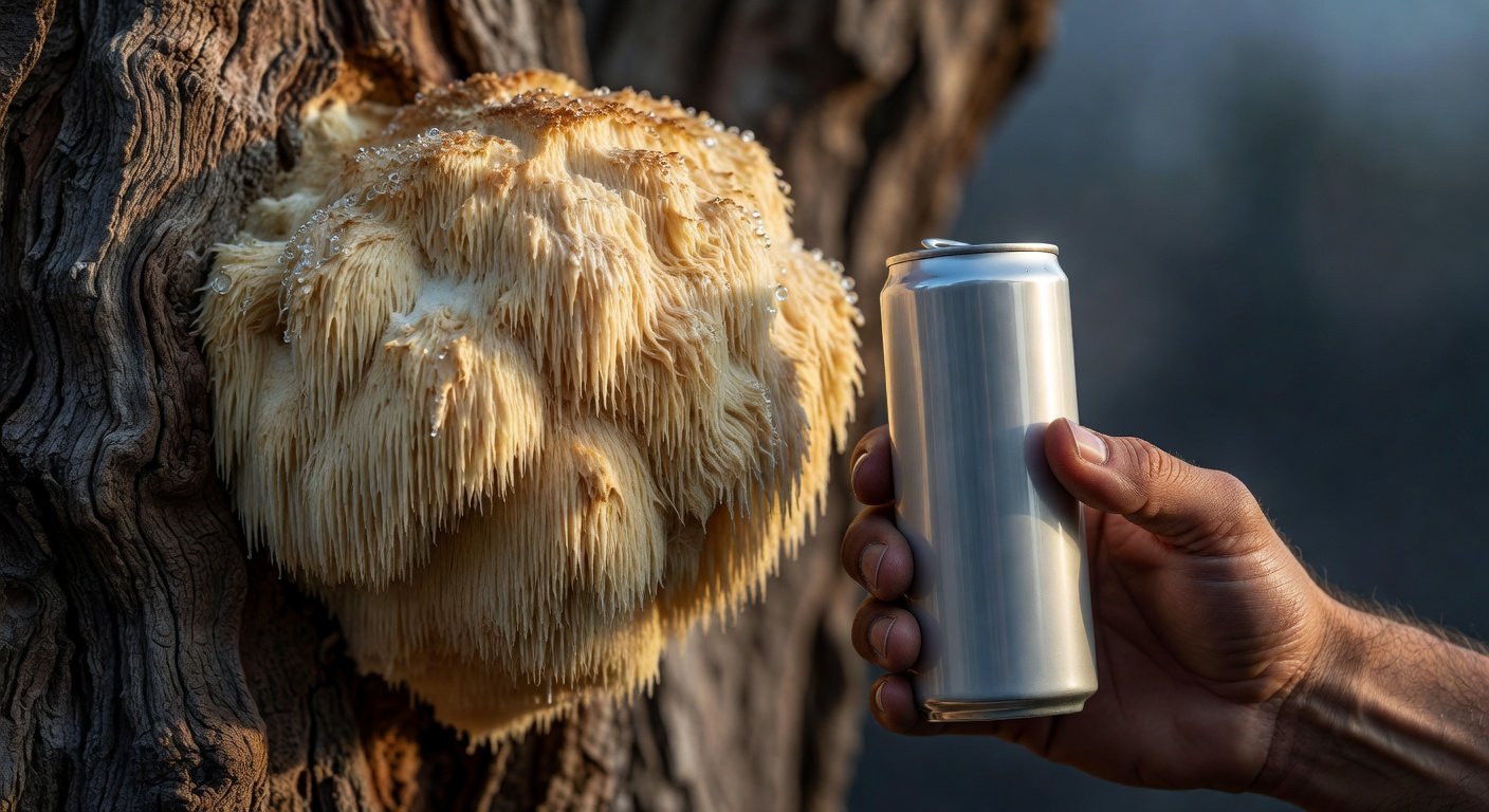 Lion's mane mushroom natural source compared to nootropics energy drink containing extract