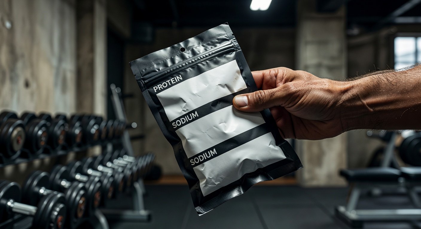 Beef jerky nutrition label highlighting protein and sodium