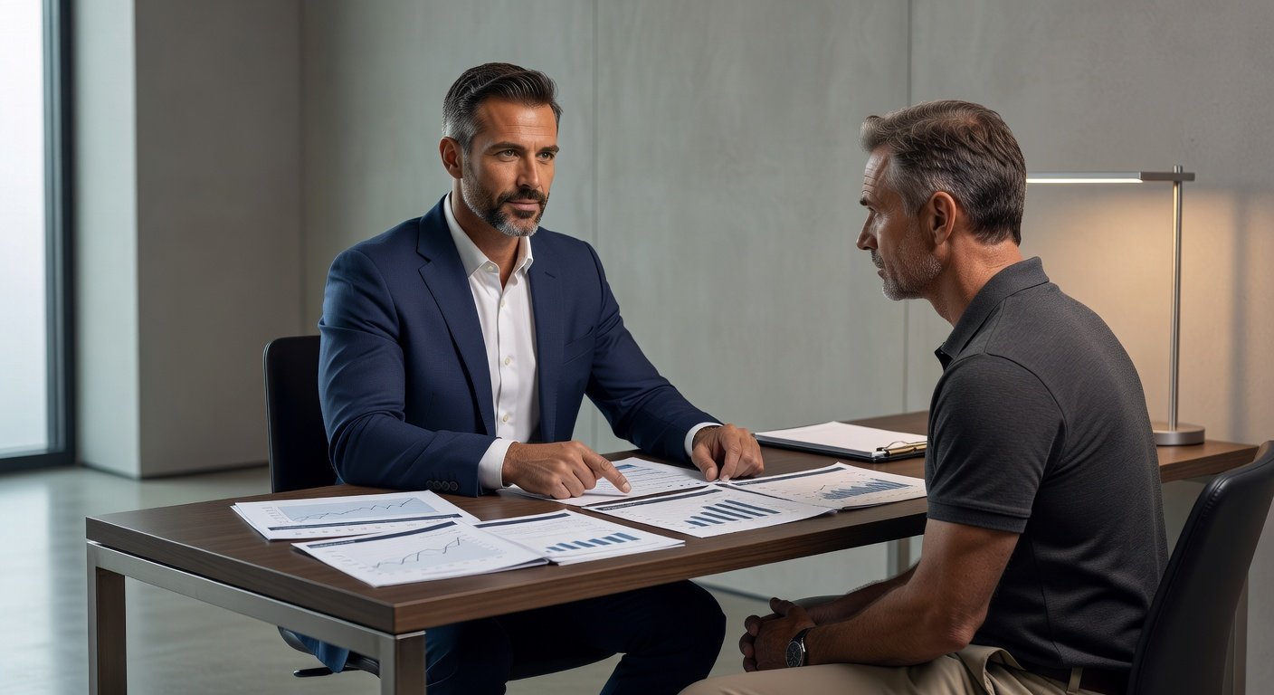 Doctor discussing testosterone test results with male patient