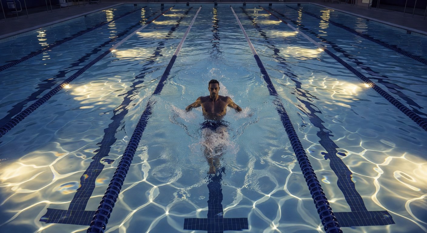 Zone 2 cardio swimming training session in pool environment